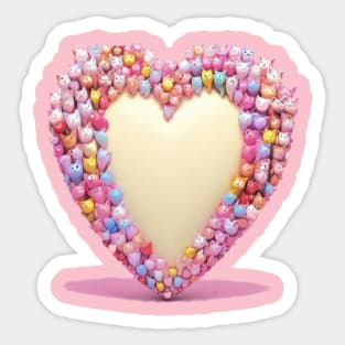 Valentines heart framed by lots of cute cats and kittens. Sticker